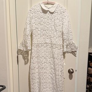 New-Dainty Jewells White Textured Long Sleeve Dress